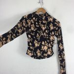 Free People NWT Dinner Party Black Floral Long Sleeve Crop Top XS Photo 10