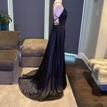 Women’s Black Full Length Prom Party Dress Criss Cross Back Small Train Size 12 Photo 6
