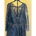 Mac Duggal  LONG SLEEVE EMBELLISHED EVENING GOWN IN MIDNIGHT BLUE 67113 SIZE 18 Photo 5