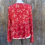 American Eagle  Outfitters Red Floral Boho Flowy Crop Blouse Size S Photo 5