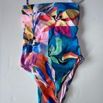 Sunshine 79 Women’s Abstract colorful strapless one piece Blue Size 10 Photo 2