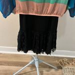 Cha Cha Vente blouse Multi striped sheer looks cute with a lace layer dress Size M Photo 4