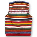 Vintage 90s Knit Sweater Vest Striped Multicolor Button Front Small Rustic Boho Red Photo 4