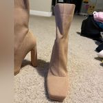 Lulus Synoy light nude square toe mid calf sock boots never worn Photo 2