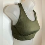 Green Ribbed Racerback Sports Bra Photo 2