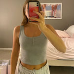 SheIn Ribbed Gray Henley Tank Photo 0