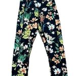 Ododos Floral Tropical Print Capri Leggings Size Medium Black Photo 0