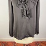 L'Academie L’Academie Grey Ruffle Tie Front Blouse Photo 3