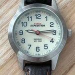 Timex Expedition Ladies Watch Indiglo Light-Up Dial Stainless Case Leather Strap Photo 1