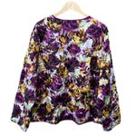 Ava & Viv  Floral Quilted Purple Yellow Zip Up Sweater Jacket Photo 1