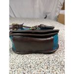 Tignanello Vintage Teal & Brown Leather Crossbody Bag Adjustable Strap Photo 7