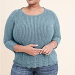 NWT New Womens XL 1X Ryllace Plus 100% Cashmere Sweater Dark Red Scalloped Soft Photo 1