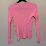 No Boundaries Barbie pink long sleeve sweater w/buttons sz M preppy neon lightweight bright Photo 5