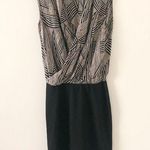 Amanda Uprichard Silk Top Aline Dress in Black and Tan Abstract Print - P/XS Photo 0