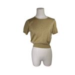 Leslie Fay Vintage Gold Metallic Knit Petite Top Made in Hong Kong 80s Photo 5