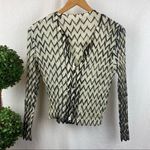 Gray & Ivory Chevron Print Mesh Semi Sheer Fitted Cardigan & Top Vintage Set Photo 1