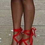 Red Strappy Heels Size 7.5 Photo 0