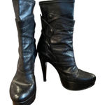 Vera Wang Lavender Fiona Black Platform Snap Heeled Booties Size 8.5M Photo 0