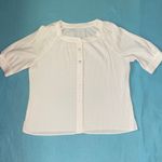UNBRANDED square neckline gauzy texture short puff sleeve button up NEW size XL White Photo 1