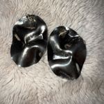 None Waves Oversized‎ Stud Earring Line Crumpled Pierced Ear Statement Silver Tone Photo 4