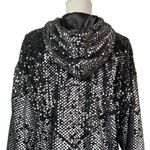 BLANK NYC Silver Sequin Bomber Jacket in Black Light NEW Photo 6