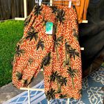 True Destinations Palm Trees Wide Leg Palazzo Pants Resortwear beach coverup L Tan Size L Photo 0