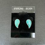 Sterling Silver Vintage STR.SII Turquoise Inlay Comma Teardrop Post Earrings Photo 1