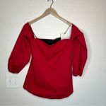 Theory  Laurmeema crimson red off shoulder cotton top long sleeve blouse size 6 Photo 1