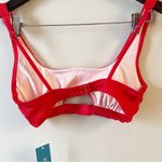 Cupshe  Red Ribbed Bralette Bikini Top Cut out Front Hook Closure Back Small NEW Photo 5