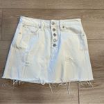 We The Free  People White Denim Distressed Button Fly Raw Hem Skirt Size 28 Photo 1