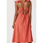 Pilcro Anthropologie  Dress Flutter Sleeve Midi Red Cotton Canvas Womens MP Photo 1