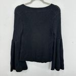 Free People Sweater XS Black Cotton Blend V Neck Knit Bell Sleeve Pullover Photo 4