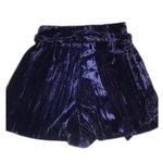 Topshop ladies deep crushed purple velvet zip up shorts size small Photo 1