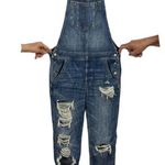 American Eagle Tomgirl Distressed Blue Denim Jeans Overall Size XS Relaxed Fit Photo 4