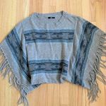 Papaya Poncho Tribal Print Sweater with Fringe Photo 0
