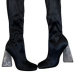 ASOS NEW Glam Black Over-the-Knee Stretch Boots Crystal Embellished Cone Heel Photo 5