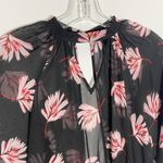 EXPRESS Black & Pink Floral Palm Print Sheer Dressy Top w/ Cut Out Accents XS Photo 4