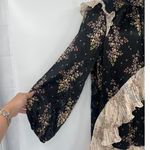 Amur Silk Devin Dress Sz 6 Whimsigoth Floral Romantic Cottage Ruffle Victorian Black Photo 3