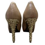 Betsey Johnson  Nude Gold Studs Pumps 5" Platform Veeraa Size 6.5 Leather Photo 4