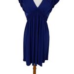 Laundry by Design  Navy Ruched Cap Sleeve V Neck Dress 4 Cocktail Party NWT Photo 2