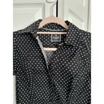 EXPRESS The Essential Shirt Button Up Long Sleeve Black/White Polka Dots Size XS Photo 3