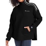 Champion  Fleece Sweatshirt Women’s Size XS Black Mock Neck Zip Shoulder Pullover Photo 0