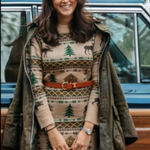 Kiel James Patrick Cozy Cabin Sweater Dress Moose Tree Winter Christmas Wool KJP Photo 0