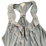 Mine Sexy Ruffled Zip Up Tank Top Size Large Blue Photo 7
