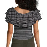 Free People  Heirloom Striped Ruffle Top Off the Shoulder Photo 2