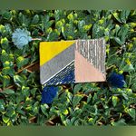 SUPER CUTE BOHO HAND BAG/ POUCH WITH ZIPPER & POM POMS Blue Photo 3