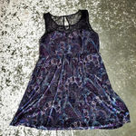 Torrid  Velvet Paisley Print Dress W/ Mesh Detail Photo 0
