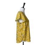 H&M Blouse V-neck Short Sleeves Popover Yellow White Floral Women’s Size 10/M Photo 2