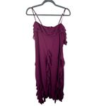 Eilly Bazar Burgundy Maroon Ruffle Cold Shoulder Chiffon Midi Dress Size XL Red Photo 1