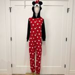Disney  Minnie Mouse Women’s Onesie Pajamas Medium Jumpsuit Red Polka Dot Costume Photo 1